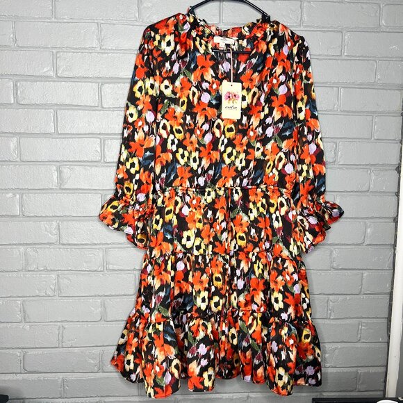 Entro Ruffle Floral Dress Size Large - Picture 4 of 16